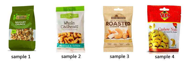 Cashew Nut Packing Samples